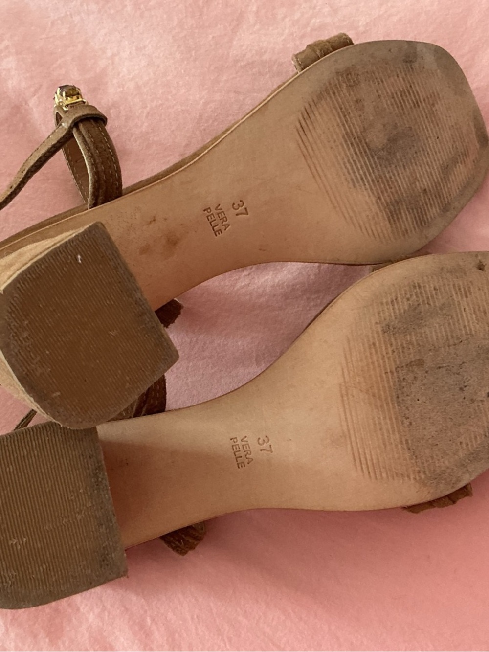 leather suede brown sandals with crystal stones size 7 - Picture 8 of 9